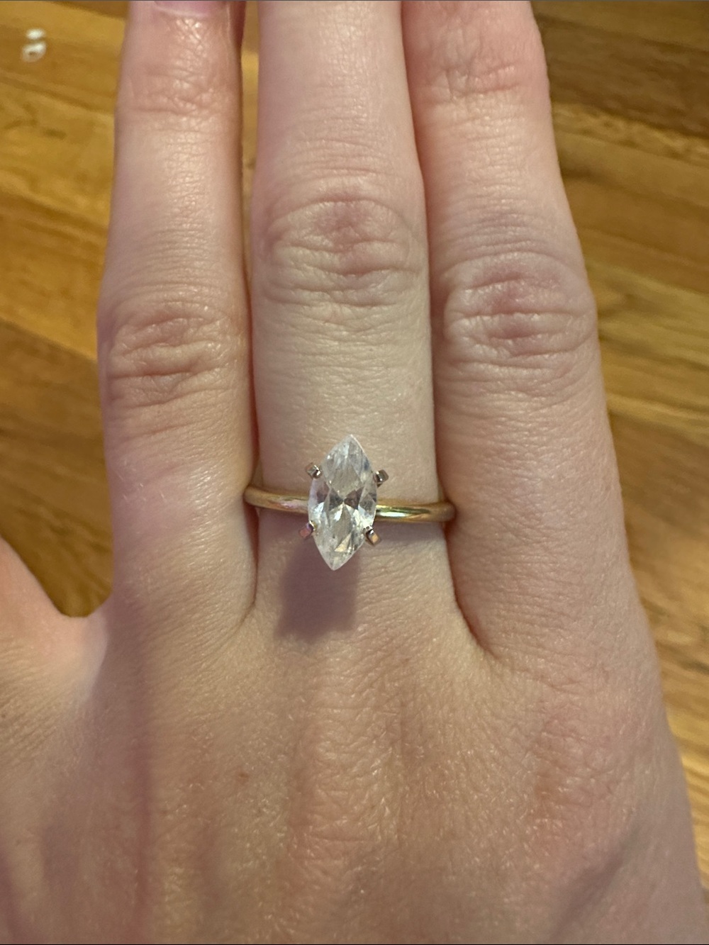 Classic Marquise Solitaire Ring in Gold with Clear Stone